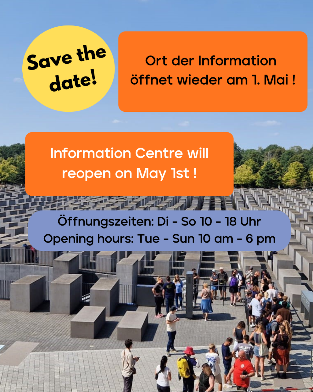 Ort der Information ab 1. Mai wieder geöffnet