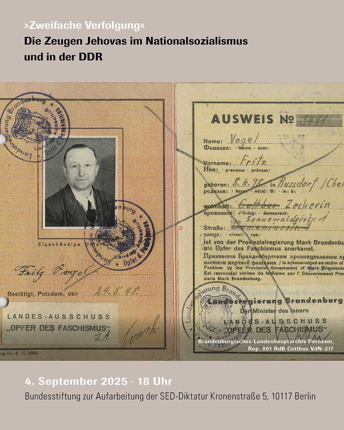 »Zweifache Verfolgung« Die Zeugen Jehovas im Nationalsozialismus und in der DDR