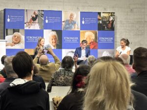 16. September 2025, »Stärker als Angst«, v.l.: Ruth Kinet, Benyamin Reich u. Malgorzata Quinkenstein, © Stiftung Denkmal