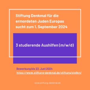 Gesucht 3 studierende Aushilfen Stiftung Denkmal